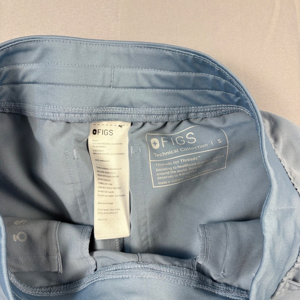 FIGS Yola High Rise Slim Scrub Pants Small Blue Gray - Picture 9 of 9